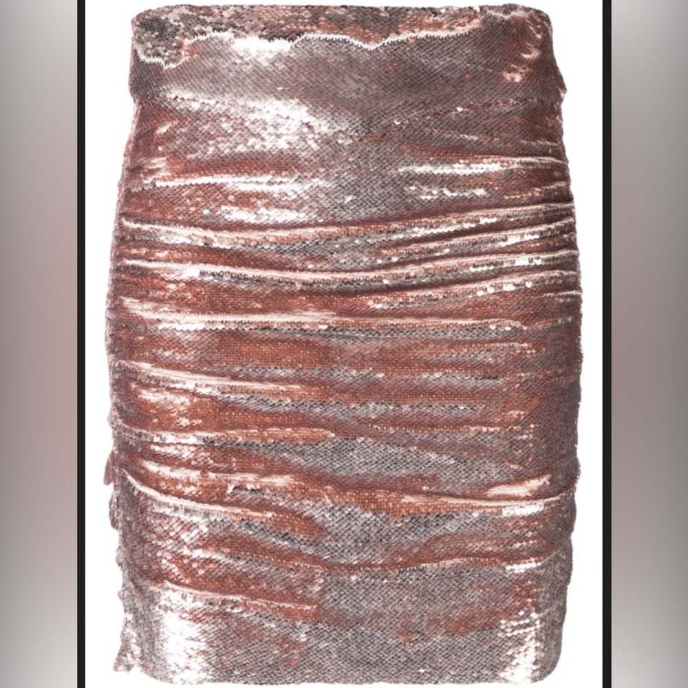 IRO Shimmering Bronze Sequin Mini Skirt